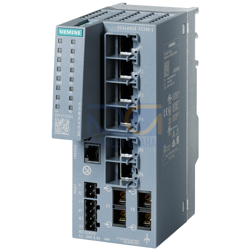 SCALANCE XC206-2 managed Layer 2 IE switch IEC 62443-4-2 certified 6x 10/100 Mbps RJ45 ports 2x 100 Mbps SC ports 1x console port diagnostics LED