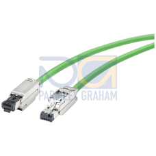 IE Cable 2 x 2, 2 x IE FC RJ45 connector 180 2x2, Cat 5e, IP20, 1 m