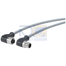 Power connecting cable M12-90/M12-90 for power supply of the ET200, pre-assembled cable with M12 connector and M12 socket, A-coded, 4 pin 0.5m