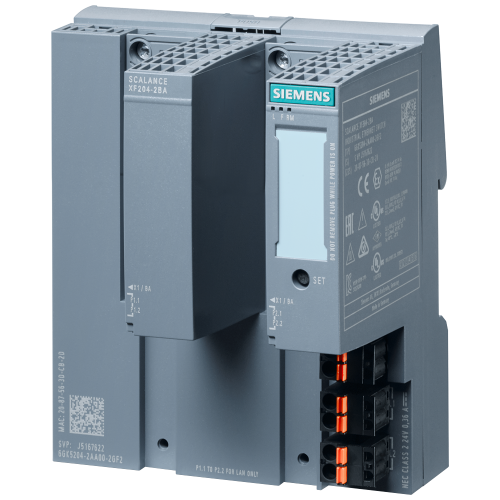 SCALANCE XF204-2BA managed IE switch, 4 x 10/100 Mbit/s, 2 x bus adapter interfaces, Error signaling
