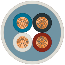 Robust Energy Cable, 4-Wire Energy Cable, Litz Wire 4 X 1.0 mm2 Max. Consignment 1000 M, Min. Order Quantity 20 M Sold By The Meter