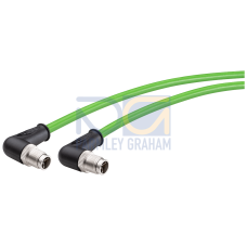IE TP Cord M12-90/M12-90 Pre-assembled IE Flexible Cable with 2 M12 connectors (X-coded); 90 degrees cable outlet; Length 1 m