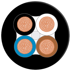 Energy cable, 4-core power line, stranded wire, 4x 1.5 mm2, trailable Delivery unit: max. 1000 m, minimum order 20 m Sold by the meter