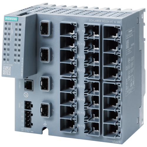 SCALANCE XC224-4C G EEC managed Layer 2 IE switch IEC 62443-4-2 certified Full Gigabit 20x 10/100/1000 Mbps RJ45 ports 4x 1000 Mbps combo ports (e