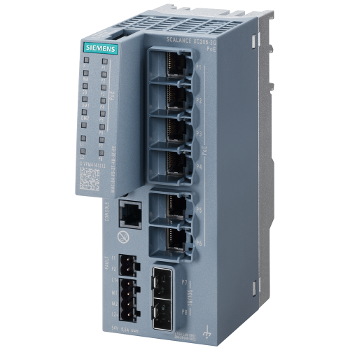 SCALANCE XC206-2G PoE Manageable Layer 2 IE PoE Switch IEC 62443-4-2 certified 6x 10/100/1000 Mbps RJ45 PoE ports acc. to IEEE802.3at 2 ports of wh