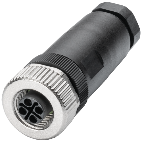 power M12 cable connector PRO for PSP9230PoE with axial cable outlet for assembly in the field, female contact insert, S-coded 1 pack = 1 unit.