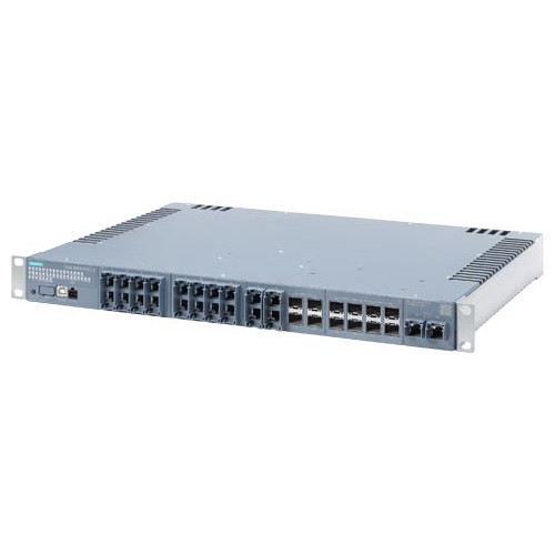 SCALANCE XR322-12; managed layer 2; IE switch, 19" rack; 20x 100/1000 Mbps RJ45 port; 2x 1G/2.5G/5G/10 Gbps RJ45 port, 4x 100M/1G SFP port; 8x 1G/10G SFP+ port; LED diagnostics; error signaling contac