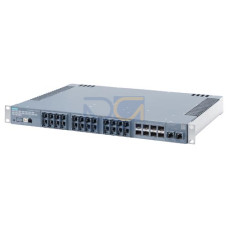 SCALANCE XR326-8; managed layer 2; IE switch, 19" rack; 24x 100/1000 Mbps RJ45 port; 2x 1G/2.5G/5G/10 Gbps RJ45 8x 1G/10G SFP+ port; LED diagnostics; error signaling contact; select/set button; PROFIN