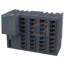 SCALANCE XC332 managed Layer 2 IE switch, 32x 10/100/1000 Mbit/s RJ45, LED diagnostics, error-signaling contact with select/set pushbutton, PROFINET IO device, network management, redundancy functions