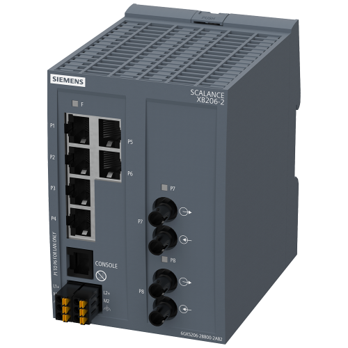 SCALANCE XB206-2, managed Layer2 Switch, 6xRJ45, 2xMultimode ST/BFOC, DEF: PN IO