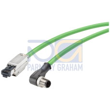 IE Connecting Cable M12-90/IE FC RJ45 Plug 180  IE FC Trailing cable GP pre-assembled with M12 plug (D-coded) and IE FC RJ45 plug  Length 5.0m