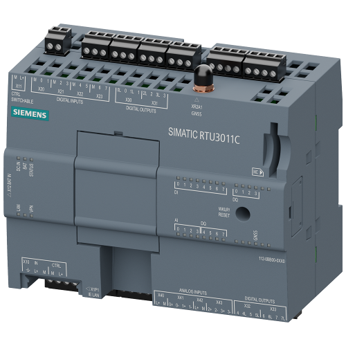 SIMATIC RTU3011C compact low-power RTU; battery or solar-operated; connection external power supply 10.8 V to 28.8 V DC; connection of external modem; GNSS; connection to TeleControl Server Basic; loa