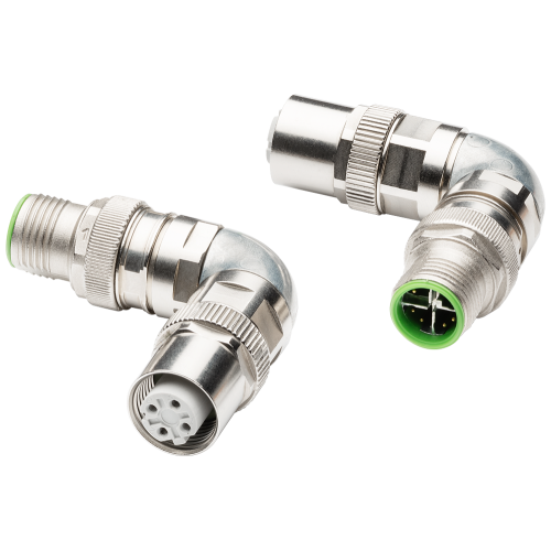 IE adapter M12-X90/M12-D90; M12 X-encoded pin to M12 D- encoded socket; Cat5; for easy connection of M12 interfaces with D and X coding; 1 pack = 1 unit;