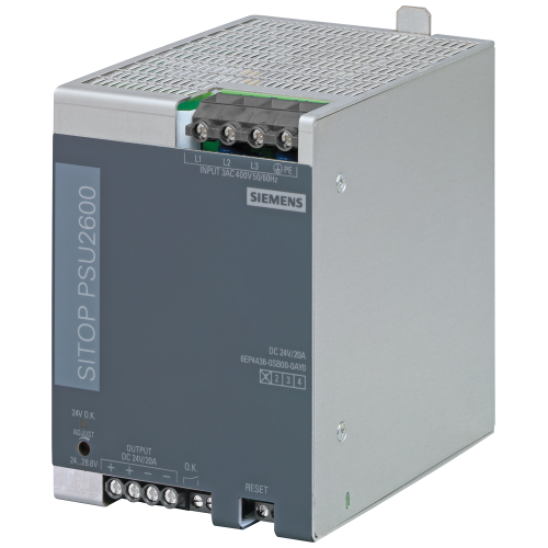 SITOP PSU2600 24 V/20 A Stabilized power supply input: 3 AC 400-500 V output: 24 V DC/20 A