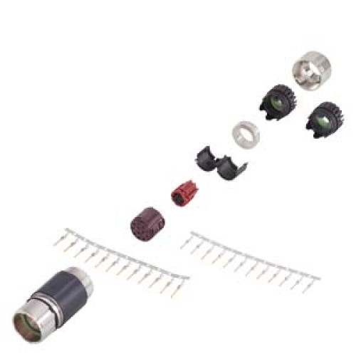 Signal connector 17-pole M17 type: 6FX2003-0SA20 Male thread pin 1x 17-pole insulator 20 x pin contacts 0.14-0.50 mm2 1x cable terminal 9.5 to 12 mm Pack=1 unit