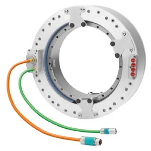 SIMOTICS T stator integrated precision and power cooler; radial cable outlet; power cable 0.5m with connector size 1.5; signal cable 0.5 m with M17 connector; Diameter 440 mm; length 210 mm; max. tor