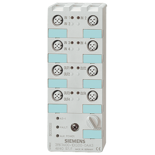 AS-i compact module K60, A/B slave, digital, 4 I/3 O, IP67, 4x1 input, max. 200 mA