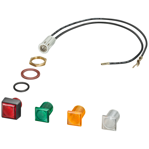 Indicator light with glow lamp 220...240 V AC/DC with colored lenses: red,green,clear for enclosure