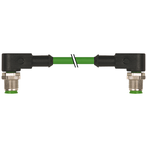 Bus cable for PROFINET assembled on both ends 4-core, shielded assembled with 2 x M12 D-coded, angle