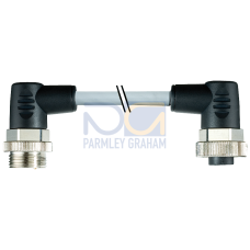 Power line 7/8" for 24 V connected and unconnected assembled with 2 x 7/8" angled on both ends 1.5 mm2 pin - socket 5-pole, Length 5.0 m