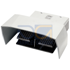 Momentary-contact foot switch, 2-pedal with cover, without latching, Metal enclosure IP65, 1 NO+1 NC