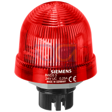 Integrated signal lamp, repeated flash light, with integrated LED, red, 24 V AC/DC, Diameter 70 mm
