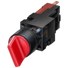 Selector switch, 16 mm, round, plastic, red, 2 switch positions O-I, latching, actuating angle 62 de