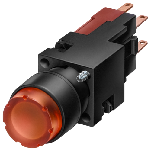 Pushbutton, 16 mm, round, plastic, black, pushbutton, raised, 1 NO