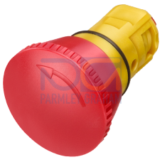 Emergency stop mushroom pushbutton, 16 mm, round, plastic, red latching, with rotate-to-unlatch mech