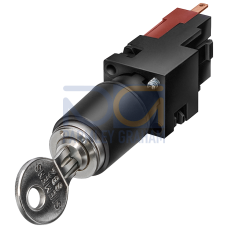 Key-operated switch, 16 mm, round, plastic, CES, 3 switch positions I-O-II, latching, Actuating angl