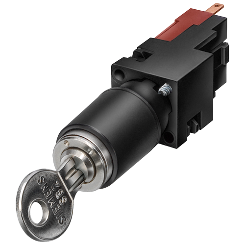 Key-operated switch, 16 mm, round, plastic, CES, 3 switch positions I-O-II, latching, Actuating angl