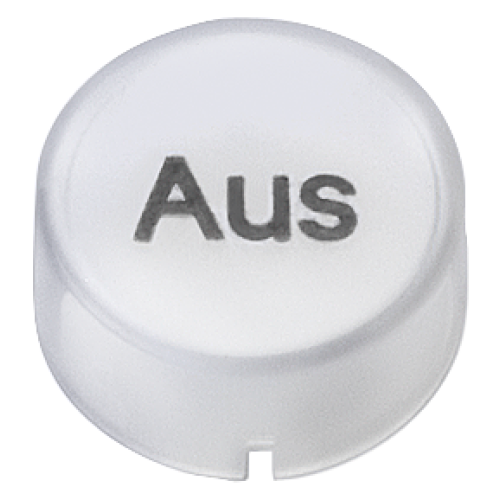 Insert cap for illuminated pushbutton/pushbutton high clear, with inscription: Aus
