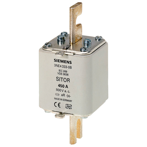 SITOR fuse link, with slotted blade contacts, NH2, In: 315 A, aR, Un AC: 800 V, Un DC: 440 V, front