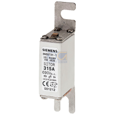 SITOR fuse link, with Bolt-on links, NH000, In: 100 A, aR, Un AC: 690 V, Un DC: 440 V, front indicat