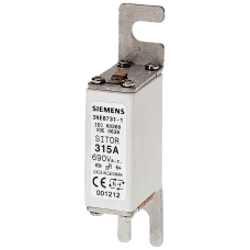 SITOR fuse link, with Bolt-on links, NH000, In: 125 A, aR, Un AC: 690 V, Un DC: 440 V, front indicat