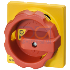 rotary operating mechanism, actuating lever Red / yellow, for center-hole Front mounting, for 25 A a