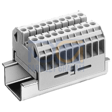 Through-type terminal thermoplast Screw terminal on both sides Terminal block 10-pole, beige Without