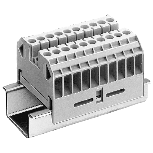 Through-type terminal thermoplast Screw terminal on both sides Terminal block 10-pole, beige Without