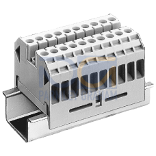 Through-type terminal thermoplast Screw terminal on both sides Terminal block 10-pole, beige Without