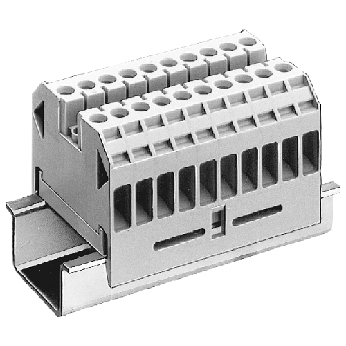 Through-type terminal thermoplast Screw terminal on both sides Terminal block 10-pole, beige with la