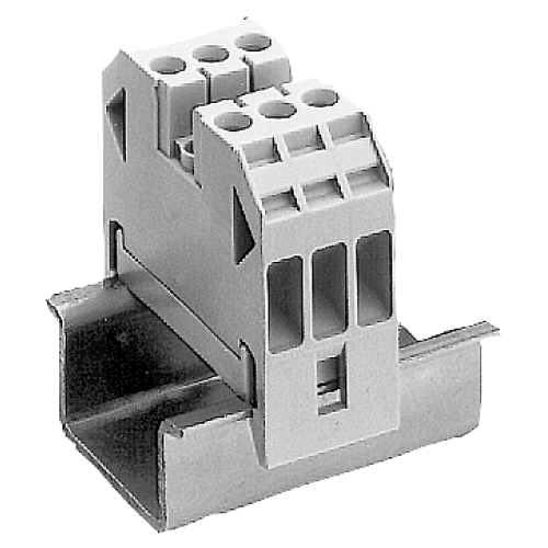 Through-type terminal thermoplast Screw terminal on both sides Terminal block 3-pole, beige 24.5mm,