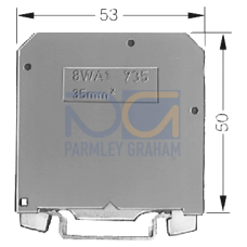 PEN terminal thermoplast PA6.6, Screw terminal both sides, green-yellow, 16mm Sz. 35