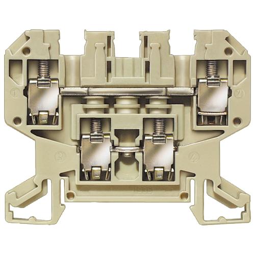 Two-tier terminal thermoplast Screw terminal on both sides 2-pole, beige, 6.5mm, Sz. 4 2 separate co