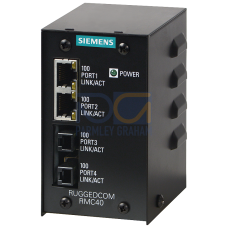 The RUGGEDCOM RMC40 is a 4-port unmanaged Ethernet switch that provides both copper-to-fiber media conversion as well as 10Mbps to 100Mbps speed co...