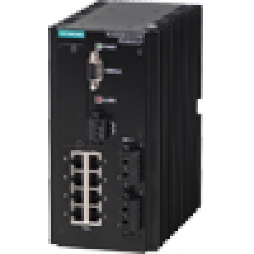 RUGGEDCOM RS900GP is a utility grade, fully managed Ethernet switch providing dual fiber optical or copper Gigabit Ethernet ports and 8 Fast Ethernet copper ports; power over Ethernet, 802.3at 128-bi