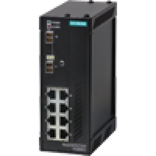 The RUGGEDCOM RS900G is an industrially hardened, fully managed Ethernet switch providing dual fiber optical Gigabit Ethernet ports and 8 Fast Ethernet copper ports; 128-bit Encryption; 2 Fiber Optic