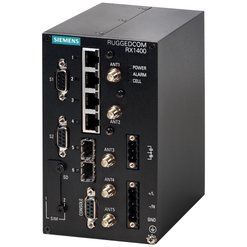 RUGGEDCOM RX1400 Rugged small form factor Ethernet switch and TCP/IP router with LTE and fiber optic WAN options, which enables secure, cost effect...
