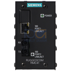 The RUGGEDCOM RMC41 is a 2-port unmanaged Ethernet switch that provides both copper-to-fiber media conversion as well as 10Mbps to 100Mbps speed co...