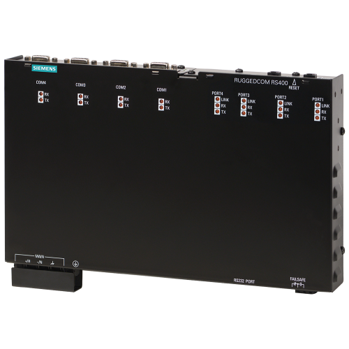 The RUGGEDCOM RS400 is an industrially hardened, serial device server with an integrated, fully managed, Ethernet switch, designed to operate relia...