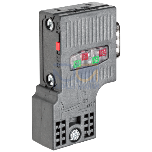 SIMATIC DP, Connection plug for PROFIBUS up to 12 Mbit/s 90° cable outlet, Insulation displacement method FastConnect, without PG socket 15.8x 59x 35.